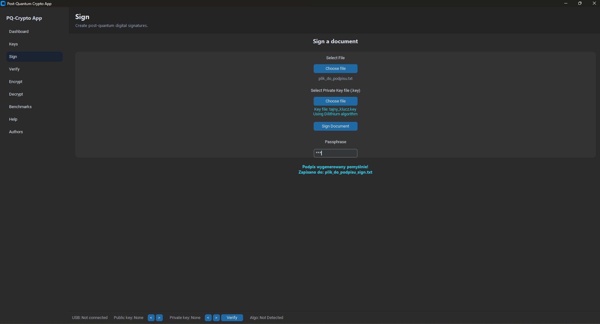 Sign document screen