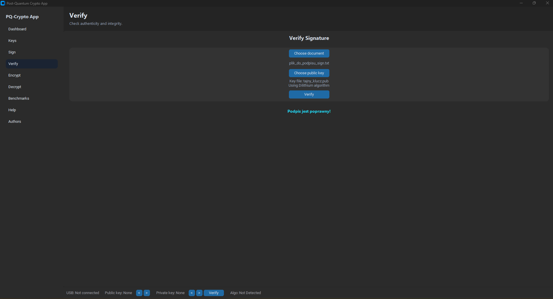 Verify signature screen